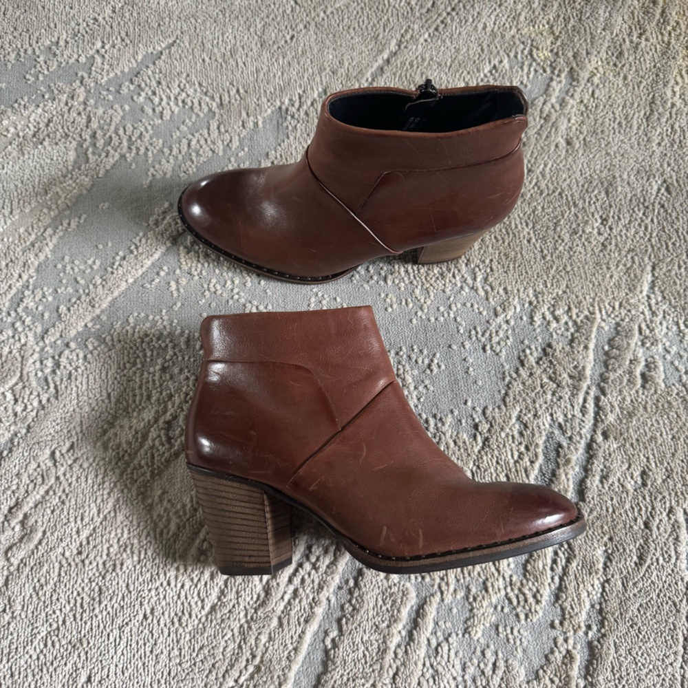Paul Green Chestnut Leather Ankle Boots - Picture 2 of 12